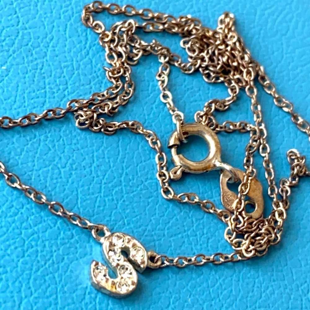 Tiny Adorable Initial S Sterling Silver Necklace - image 1